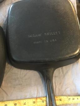 4 Unmarked Cast Iron Skillets