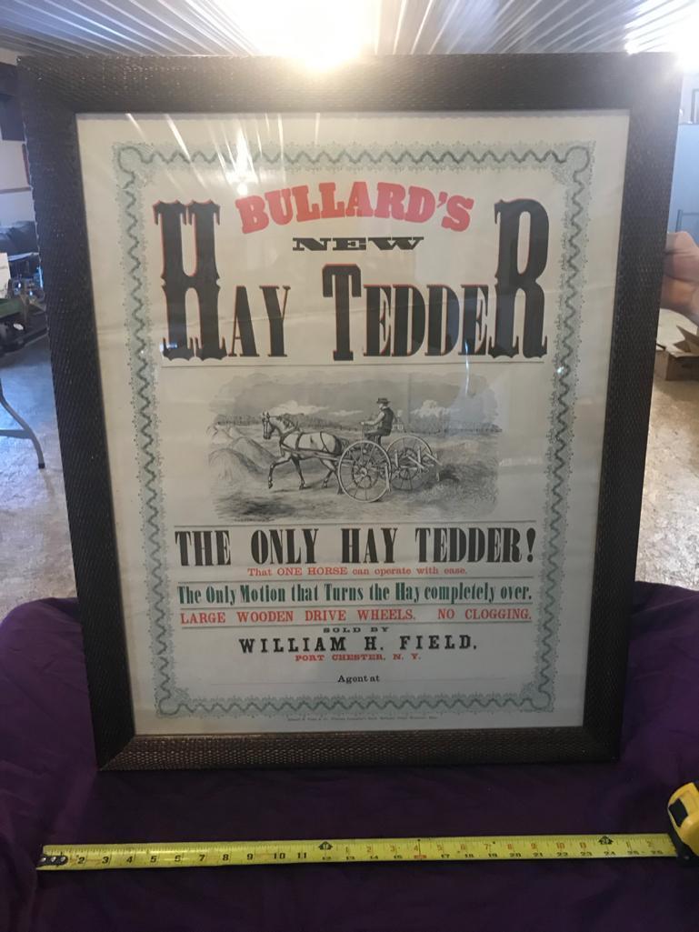 Bullards Hay Tedder Framed Litho, frame is approx 25 x 32 inches