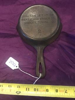 Wertz and Singer #2 Cast Iron Skillet