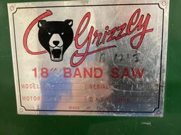 Grizzly 18" Band Saw, Hydraulic Powered, In Excellent Working Condition