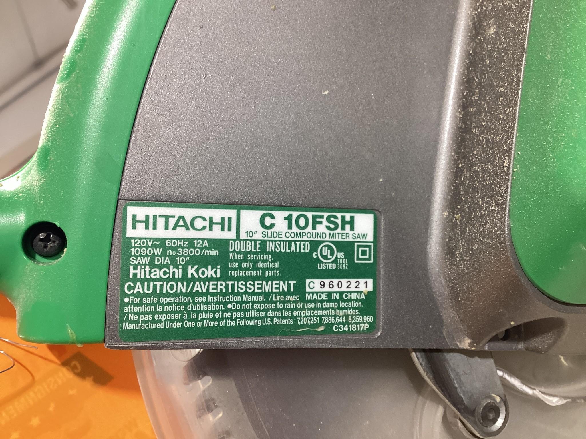 Hitachi C 10FSH 10" Sliding Compound Miter Saw, 120 Volt, In Excellent Working Condition