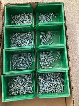 Box Lot, 2 Boxes Small Screw Bins, Drawer Pulls