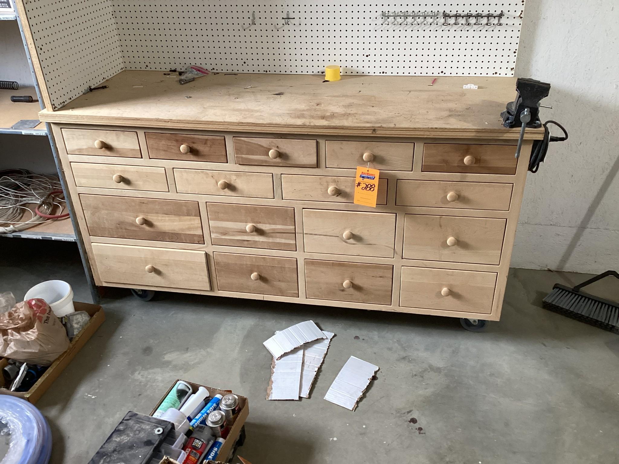 25" X 74" Work Bench With Vise, Dovetail Drawers Extension Slides