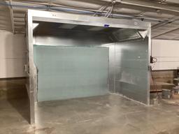 R and S Sheet Metal Spray Booth 149" Wide x 112" Deep x 109" High. Like New, Sells Off Site