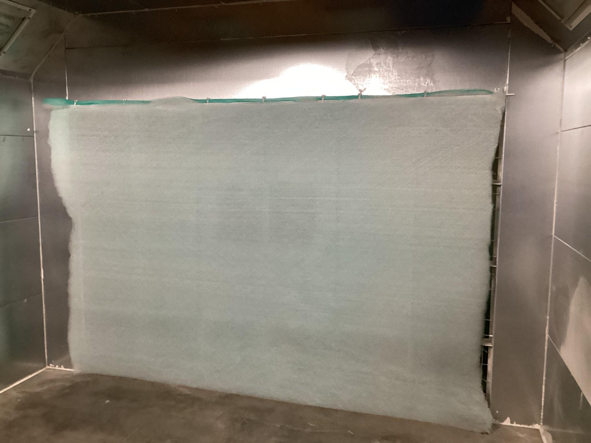 R and S Sheet Metal Spray Booth 149" Wide x 112" Deep x 109" High. Like New, Sells Off Site