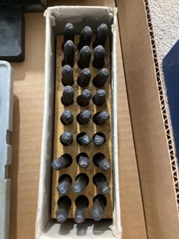 Box Lot, Letter Die Set, Hole Saw Set, Socket Driver Bits