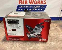 New Unused General Model MS3002- 7 1/4" Sliding Compound Miter Saw