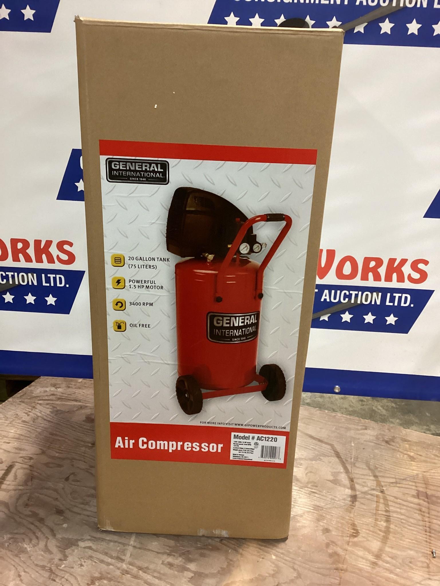 New Unused General Model AC1220 Air Compressor, 20 Gallon Tank