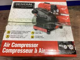 New Unused General Model AC1105 Air Compressor, Twin Tank 4 Gallon