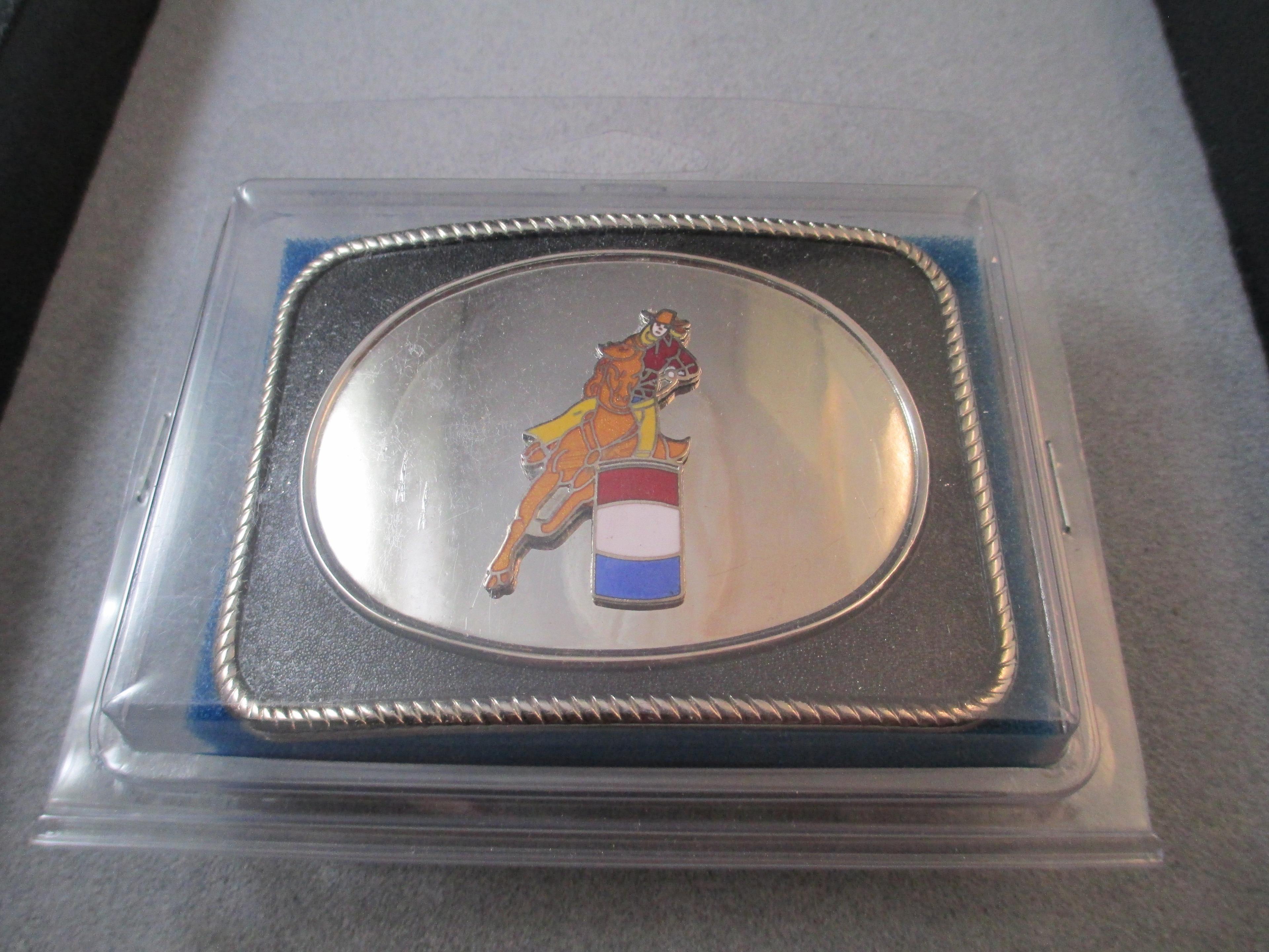 Silver Tone Cowboy Belt Buckle Barrel Racing