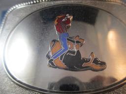 Silver Tone Cowboy Calf Roping Belt Buckle