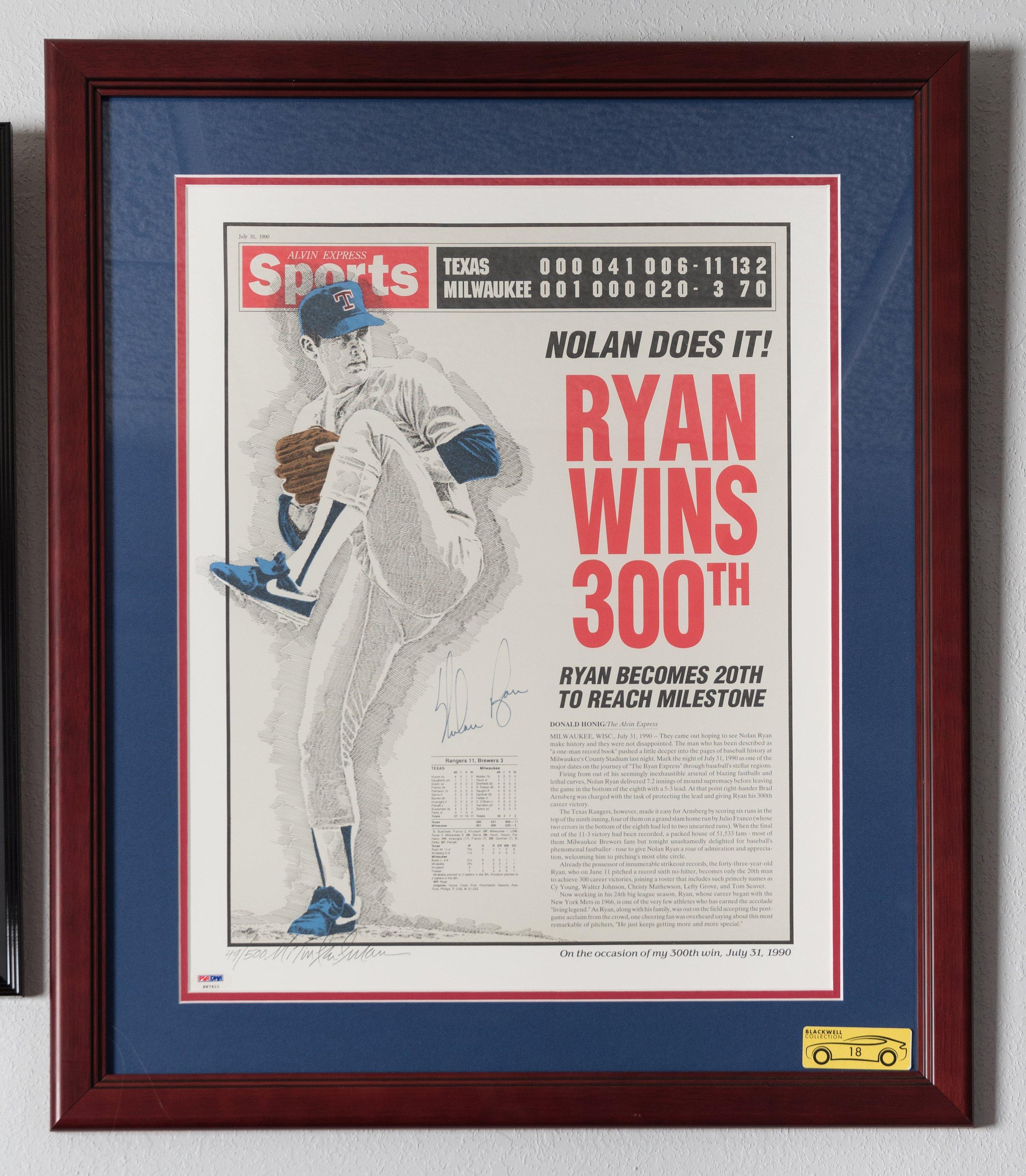 Nolan Ryan 300th Win Signed Newspaper