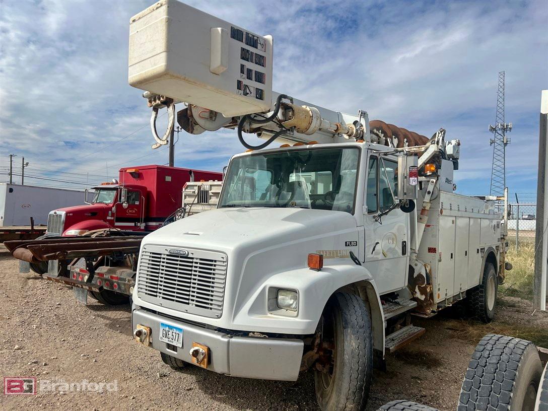 2002 Freightliner FL80 4x2 w/ altec D945 derrick digger truck