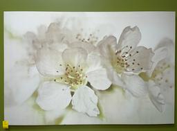 46" W x 31" H WHITE FLOWER PAINTING ON CANVAS