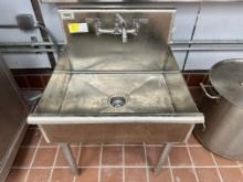 STAINLESS STEEL SINK WITH FAUCET, 2' X 2' X 8" D X 28"H