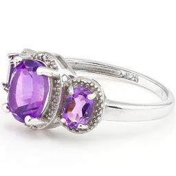 CLASSIC 2.65 CARAT AMETHYSTS 925 STERLING SILVER RING