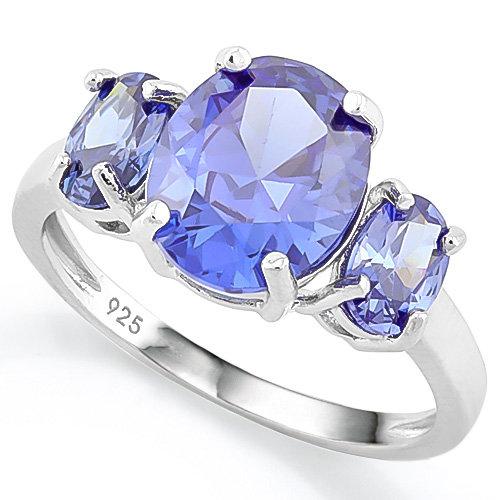 PRETTY ! 7 2/5 CARAT LAB TANZANITE 925 STERLING SILVER RING