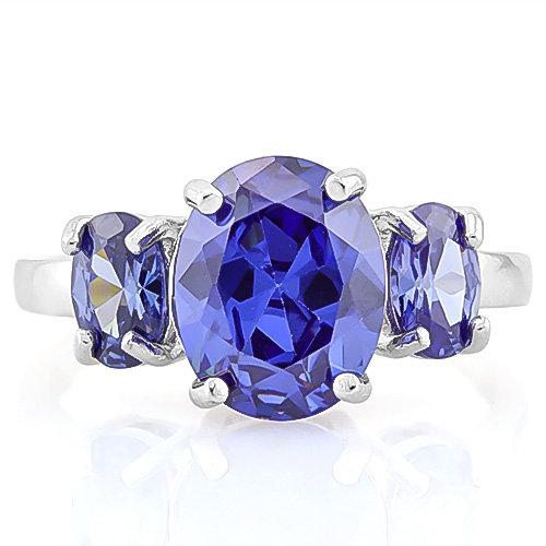 PRETTY ! 7 2/5 CARAT LAB TANZANITE 925 STERLING SILVER RING