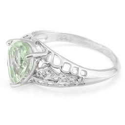 WHOPPING 1 1/5 CARAT GREEN AMETHYST & DIAMOND 925 STERLING SILVER RING