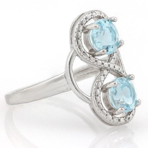 HULKING 2 CARAT BABY SWISS BLUE TOPAZS & GENUINE DIAMONDS 925 STERLING SILVER RING