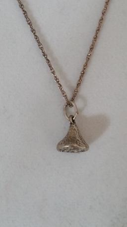 Sterling Silver Hershey's Kiss Necklace and earing set