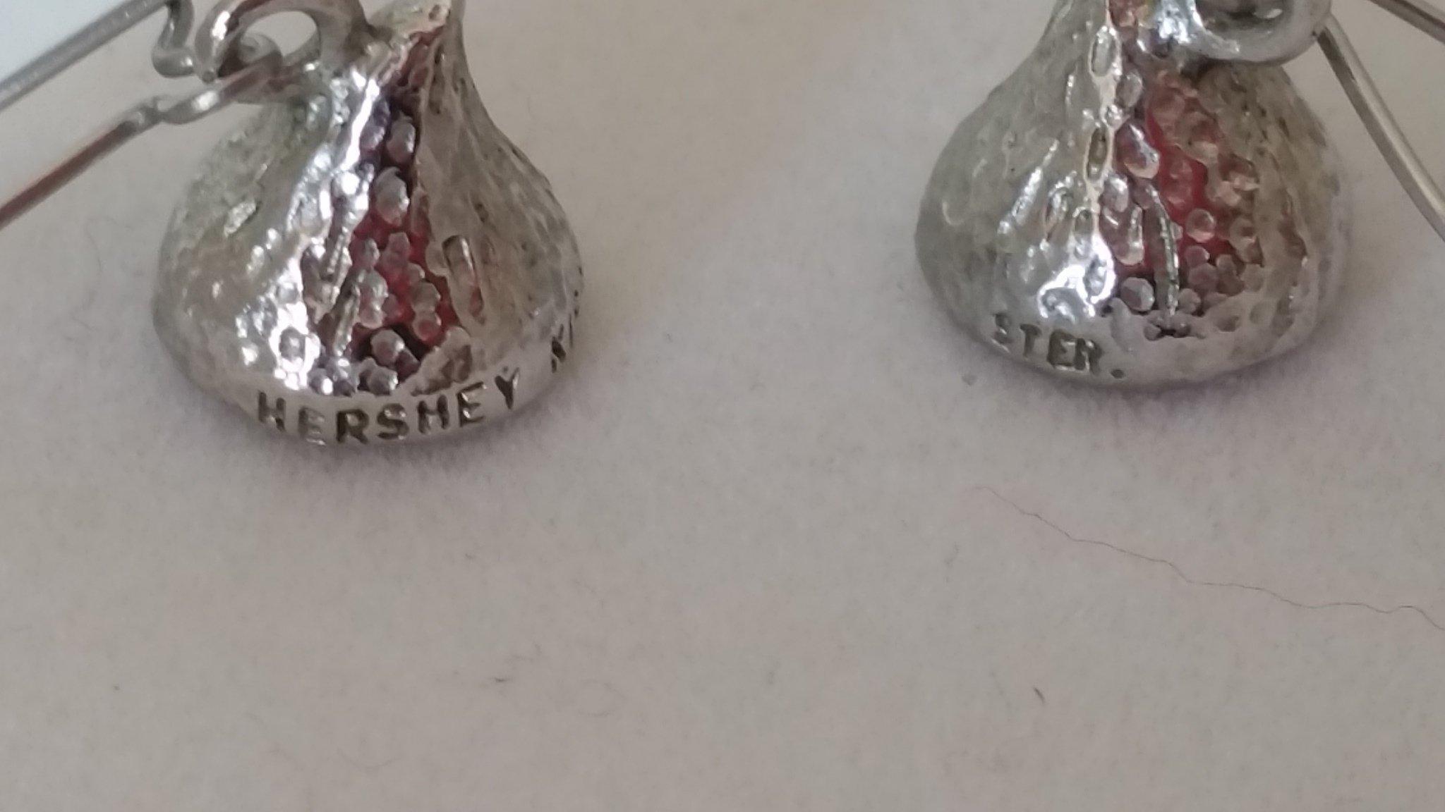 Sterling Silver Hershey's Kiss Necklace and earing set