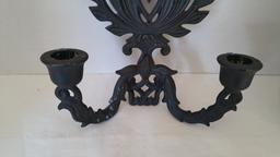 black Metal eagle and heart candle holder