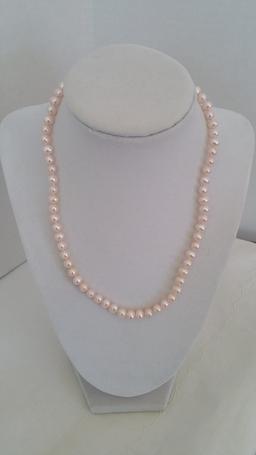 Pink Pearls .925 Clasp And Signed 310