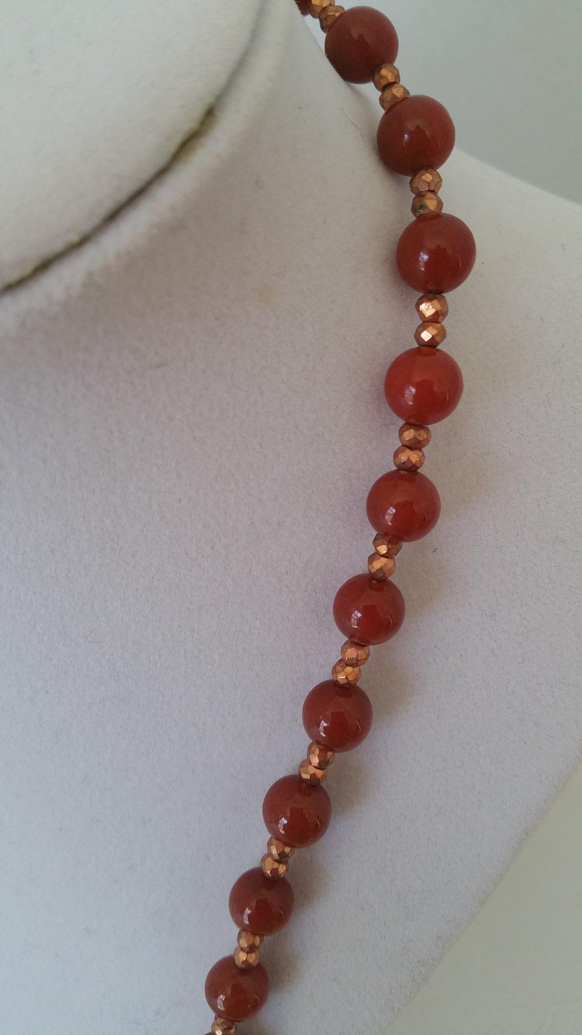 Carnelian Bead Necklace 26"