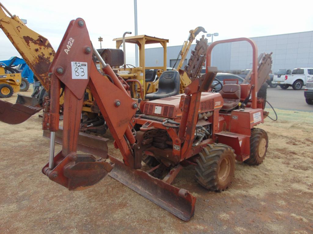 Ditch Witch 3700DD Trencher, s/n 3r1212, blade, hour meter reads 1118 hrs,