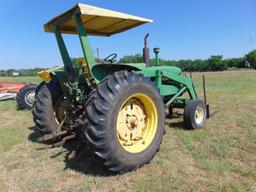 John Deere 4020 Farm Tractor, front end loader, canopy, 3pt, pto, Located in Marlow Yard