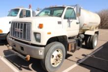 1999 GMC S/A WATER TRUCK, S/N 1GDM7H1C5XJ516360, DIESEL ENG, 6 SPD TRANS, OD READS 49500 MILES, 2000