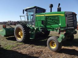 JOHN DEERE R450 SELF PROPELLED DISC MOWER, S/N 370642, JD 995 HEADER, CAB, HOUR METER READS 2189 HRS