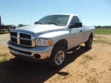 2004 DODGE RAM 2500 4X4 CREWCAB, S/N 3D7KU26C046268726, DIESEL ENG, AUTO TRANS, OD READS 211598