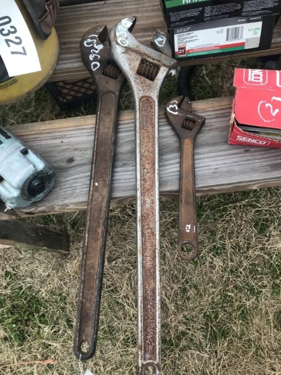 LOT 3 ADJUSTABLE WRENCHES