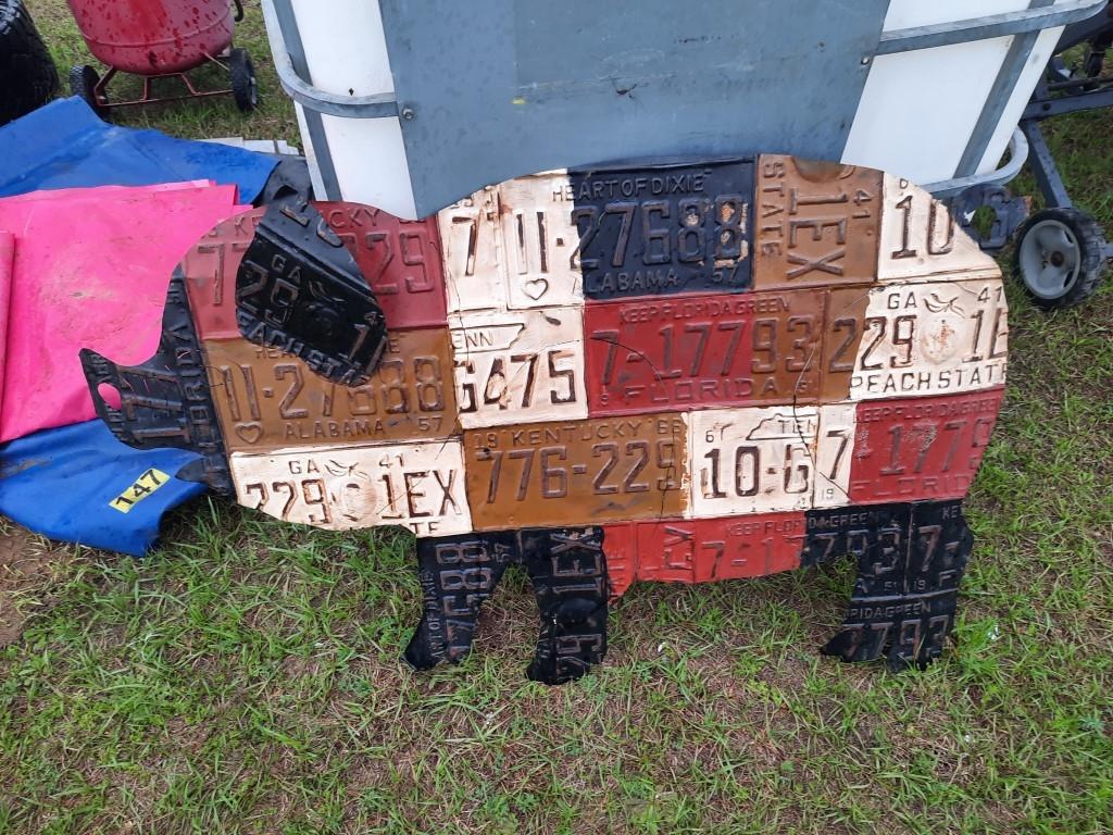 4ft Metal Art Pig