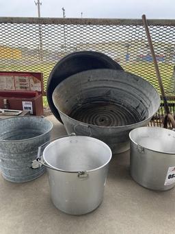 (3) Watering Cans & Gavanized Pans