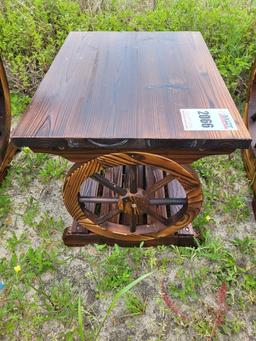 Wagon Wheel Side Table, Wood