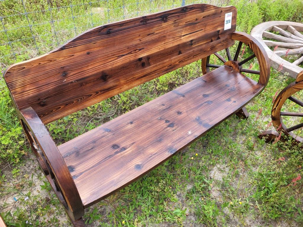 Wagon Wheel Bench, Wood
