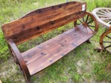 Wagon Wheel Bench, Wood