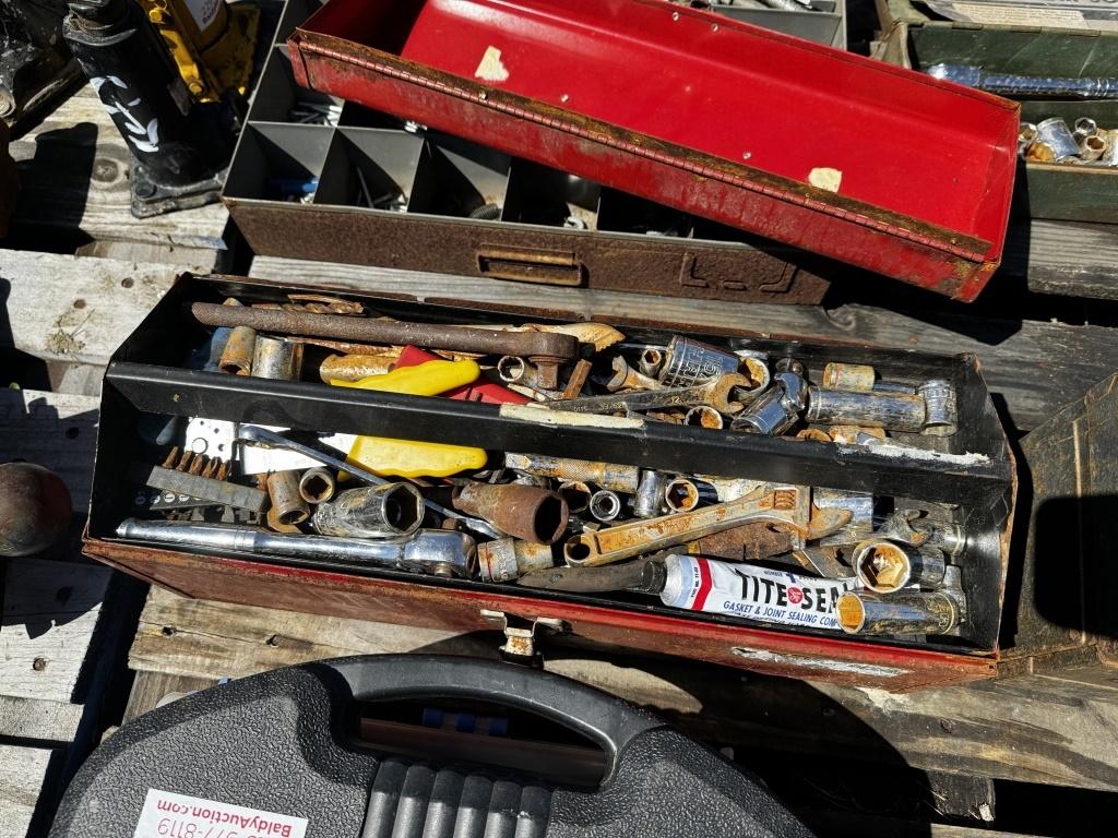 Red  Metal Toolbox W. Contents