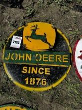 Round John Deere Metal Sign