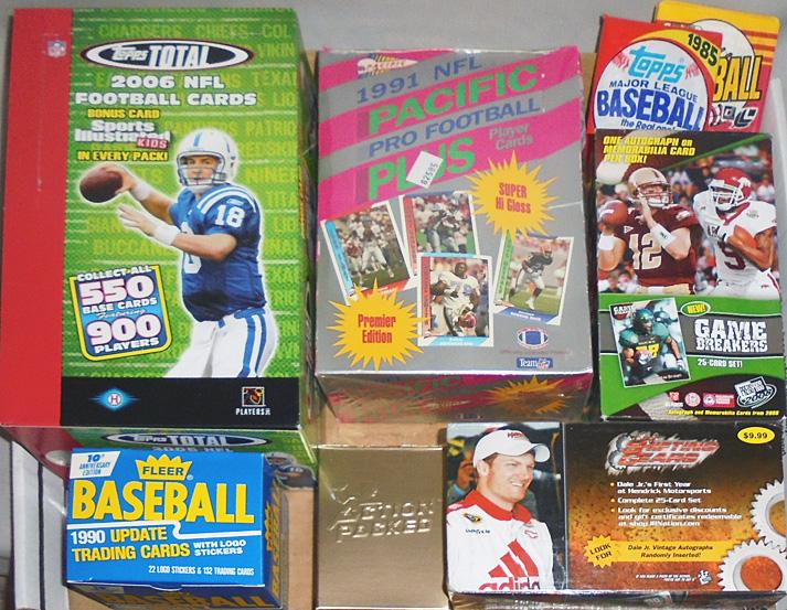 Huge -Football/Baseball Cards- Sports Memorabilia Box & Pack Lot