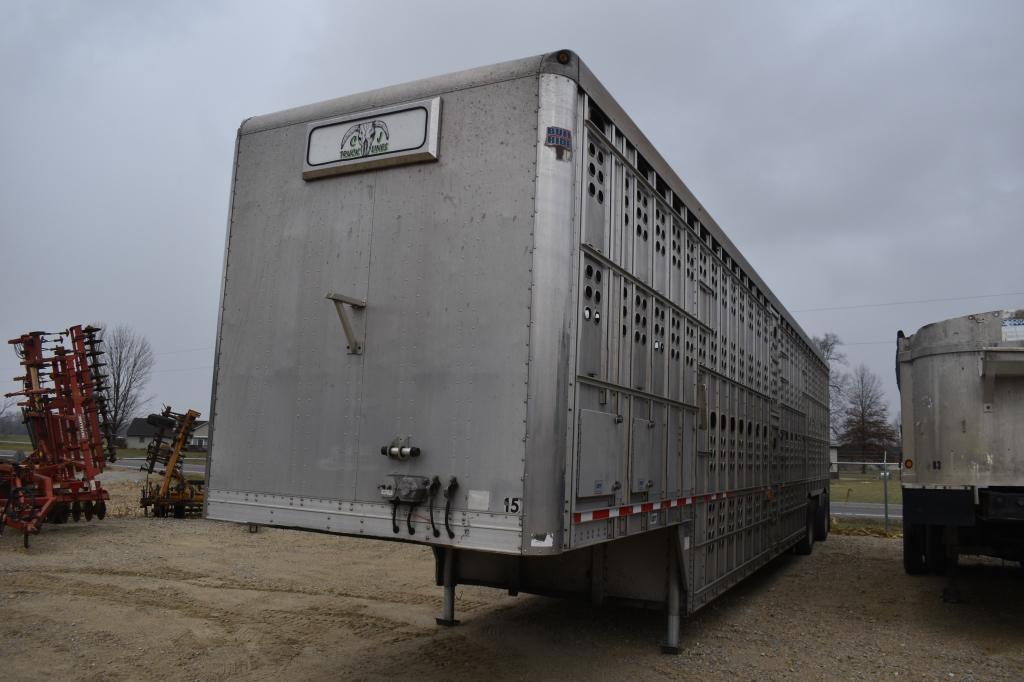 2015 EBY 53FT CATTLE POT, spread axle,  straight through, (no jail), panele