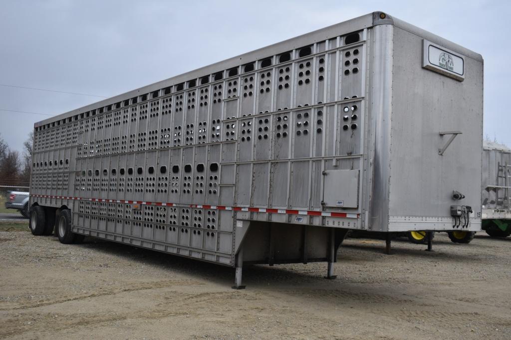 2015 EBY 53FT CATTLE POT, spread axle,  straight through, (no jail), panele