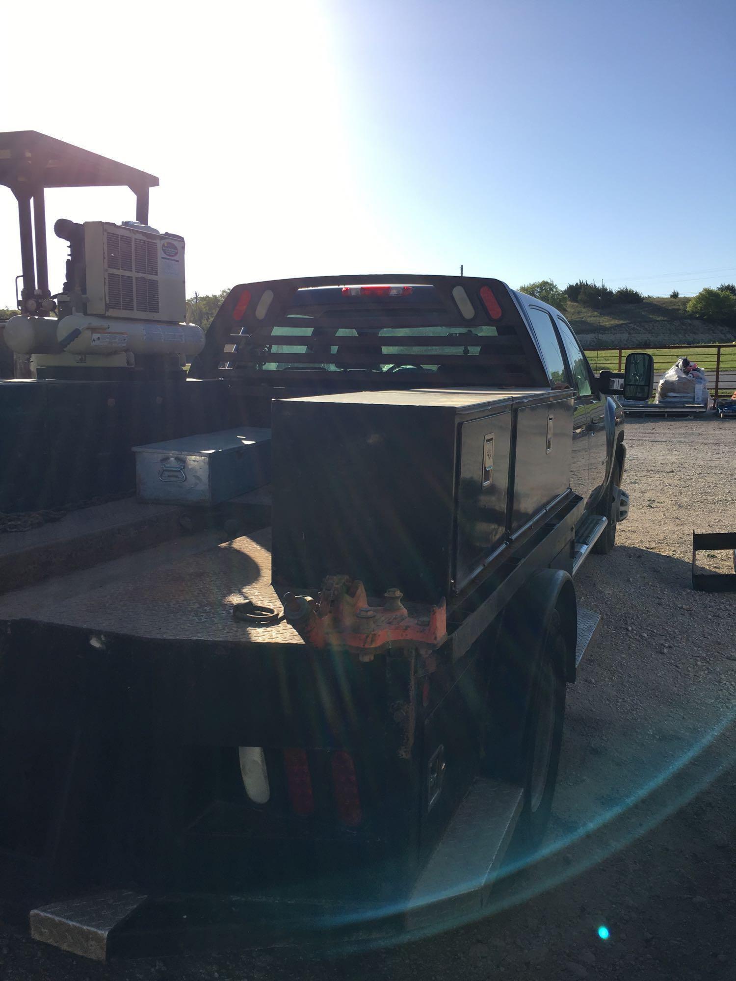 2013 Chevy 3500 crew cab diesel 4x4 worktruck with heavy flatbed, air compressor only 77,000 miles