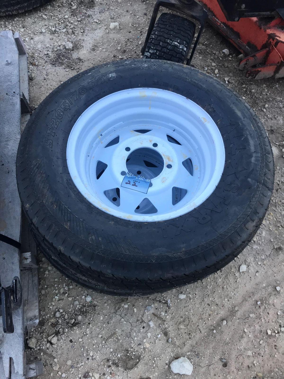 new 15" tires on 5 lug wheels sell 2 x $