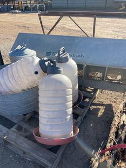 Assorted Chicken Waterers and Nesting Box