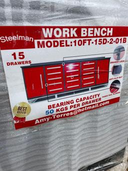 New 15 Drawer Red Work Bench