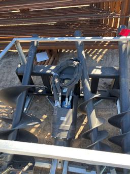 Unused Post Hole Digger for Skid Steer with 9", 12" and 18" Augers